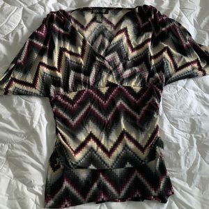 Rampage black and purple short sleeve blouse